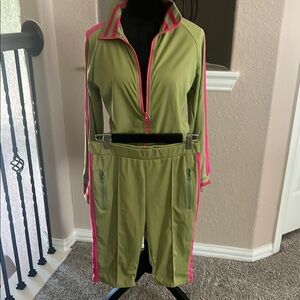 Source Unknown Olive and Pink Tracksuit
